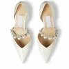 Luxury design Women Pumps Sandals London Italy Refined Pointed Toe Pearl Ankle Strap White Patent Leather Designer Wedding Party Sandal High Heels Box EU 35-43