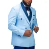 Men's Suits Luxury Blazer Fashion Shawl Lapel Double Breasted Wedding Terno Jacket Pants Two Piece Traje Elegante Hombre