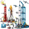 Aircraft Modle HUIQIBAO Space Aviation Manned Rocket Building Blocks With Astronaut Figure City Aerospace Model Bricks Children Toys for Kids 230907