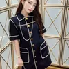 Women's Hoodies Celebrity Style Slim And Versatile Niche Design Doll Neck Black White Edge Dress L8104