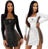 new Womens Casual Dresses designer brandlv Dresses skirt casual fashion Long sleeved sexuality party Dresses