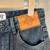 Lowe Original Edition Designer Kwaliteit Nieuwe geborduurde bontrand Wijde pijpen Hoge taille Slanke veelzijdige broek Wasbare jeans