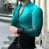 Herrklänningskjortor Fashion -knappen Down Shirt Men tryckt långärmad tee Vintage Party 2023 Högkvalitativ Lapel Man Tops