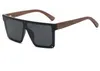 Trendy connected large frame glasses, bamboo and wood sunglasses, men's retro polarized sunglasses