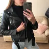 Damenjacken Trends Frauen Coole Kunstlederjacke Langarm Reißverschluss Taillierter Mantel Herbst Kurze Winterkleidung Jaqueta Feminina