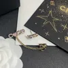 Boucles d'oreilles de luxe en cuivre et or 18 carats, Double lettres, chaîne géométrique célèbre dame, bijoux en métal pour fête de mariage