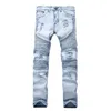 Jeans pour hommes Vêtements Pantalons Slp Bleu Noir Détruit Hommes Slim Denim Droit Biker Skinny Hommes Ripped Jeans12687