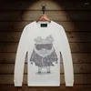 Felpe con cappuccio da uomo 2023 Cartoon uomo felpe maiale strass moda streetwear lungo pullover con cappuccio slim o collo uomo autunno abbigliamento