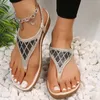 Sandales de gladiateur compensées en cristal pour femmes, chaussures d'été avec bande élastique, tongs à Clip, grande taille, chaussures de plage antidérapantes, 230807