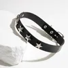 Hänghalsband Punk bred svart pu läder med pentagram kort choker halsband för män trendig krage på halsen 2023 modesmycken