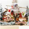 Décorations de Noël Couronne de rotin Décoration Poupée de dessin animé Santa Elk Cercle Pendentif Scène Mise en page Cadeaux de fête Mer Rrc07 Drop Livraison Dhmxu