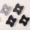 Hårtillbehör 2st/Lot Baby Solid Bows Clip for Kids Girls Cotton Bowknot Nylon Safety Hairpins Born Headwear