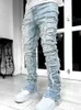 Мужские джинсы Модные лоскутные вышивки Коричневые мешковатые мужские брюки Мужская одежда Y2K Прямые хлопковые брюки в стиле хип-хоп Pantalon Homme 230906