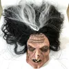 Masques de fête Halloween horreur sorcière aux cheveux longs couvre-chef vieil homme masque de tête maison hantée salle d'évasion scène effrayante habiller accessoires de décoration x0907