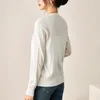 Cardigan tricoté en laine véritable pour femme, 85% laine, 15% soie véritable, élégant, col en v, manches longues, noir et blanc, pull décontracté, vêtements d'extérieur