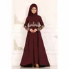 Vêtements ethniques Robe musulmane pour femmes Noble Abaya Dubaï Turquie Islam Moyen-Orient Islamique Arabe Kaftans O-Cou Dentelle Robe d'impression