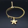 Bracelets de charme Summer Beach Starfish Bracelet en acier inoxydable pour femmes à la main couleur or chaîne Bracelet bijoux accessoires BK208S05