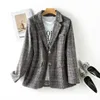 Abiti da donna Blazer Autunno Vintage Monopetto Ufficio Plaid Blazer Donna Manica lunga Coreano Giacca allentata Blazer da donna Donna 230906