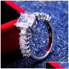 Band Rings Fashion Square Zircon Cz Ring White Cubic Finger Engagement Fit 6 To 10 For Women Jewelry Party Gift Drop Delivery Dhnhm Dhxnr