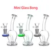 Wholeslae bunte Mini-Wasserpfeife 14 mm weiblich Reise billige Glas-Tabak-Wasser-Dab-Rig-Bong mit rauchender trockener Kräuterschale