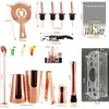 Weingläser 12 Stück Schwarz Roségold 800 750 600 ml Boston Shaker Barkeeper Kit Cocktail Shaker Set Barmixer Werkzeuge mit Ständer Rezept 230906