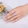 Wedding Rings Jewelry Arrival Luxury Vintage 23ct Emerald cut Genuine Amethyst 925 Sterling Silver Halo Statement Ring for Woman 230906