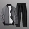 Herren-Trainingsanzüge, mit Fleece gefüttert, dicker Polar-Fleece-Anzug, lässig, Sport, übergroße Baseball-Uniform, zweiteiliges Set, einfarbig, Büro-Männer-Sets, Outfits 230906