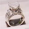 Bröllopsringar choucong toppsäljning av hög kvalitet vintage smycken 925 sterling sier pave vit saaphire cz diamant evighet kvinnor weddin dhh3a