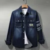 Men's Casual Shirts Men Denim Jacket Streetwear Hip Hop Jean Jackets Male Loose Outerwear Korean Version Overalls Coat M-4XL