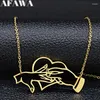 Pendant Necklaces Marry Me Wedding Propose Love Heart Chain Necklace Women Gold Color Stainless Steel Jewelry Collar Mujer N613S07