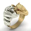 Solitaire Ring Punkboy Creative Rings for Men Snake Tiger Panther Battle Fighting Design Male Ring Punk Fashion Hip Hop Animal Party Jewelry 230907