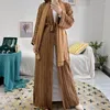 Abbigliamento etnico Musulmano Aperto Abaya Hijab Kimono Cardigan Donna Strisce retrò con cintura Marocco India Dubai Arabo Turchia Caftano Abbigliamento Abito