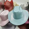 Wide Brim Hats Bucket Silver colored glitter Cowboy hat Western cowboy men and women retro party stage outdoor knight 230907