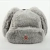 Czapki czapki wZCX Radziecka odznaka wojskowa Pilot Trapper Traper Hat Faux Rabbit Fur Outdoor Ushanka Earflap Men Snow 230907