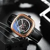 Armbanduhren Quadrat Hohl Vollautomatische Herren Mechanische Uhren Nachtlicht Wasserdicht Mode Luxus Für