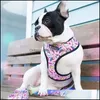 Collares para perros Correas Chaleco para perros Arnés No Pl Soft Air Mesh Perros ajustables Arneses Correas Conjunto Lindo Impreso Paso con cuello acolchado Otrw2