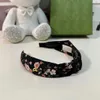 designer women Headbands fashion Gold letter logo decoration girl headwear high quality Flower print Hair Jewelry Including box