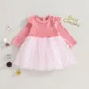 Robes de fille Douhoow enfant en bas âge bébé filles velours Tutu robe princesse Tulle à manches longues fête d'anniversaire de noël automne hiver tenues