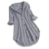 Women's Plus Size TShirt 5xl Spring Shirts For Women Fashion Stripe Button Blouses Casual Turndown Collar Long Sleeve Tunic Top 230906