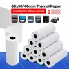 Rouleau de papier thermique 80mm, parfaitement adapté à la Mini imprimante Portable, Compatible avec téléphone Portable, 20 rouleaux de reçus