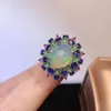 Bagues de cluster 925 Silver Ring Set pour femmes Fleur Bijoux Luxe Opal