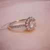 Cluster Rings 925 Silver Moissanite Ring Sunflower Shape Luxurious Six Engagement Anniversary 1CT DF Color Round Excellent Cut