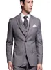 Men's Suits Custom Made Slim Fit Groom Tuxedo Gray Double Split Blazer Trousers Man Notch Lapel Groomsman Suits( Jacket Pants Vest Tie)