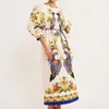 Casual Dresses Summer 2023 Y2K INS Clothes Puff Sleeve O Neck Print Vacation Party Long Dress Elegant Loose Bohemian For Women