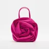 Лето 2023, новый брендовый дизайн, шелковая плиссированная сумка с цветком, женская круглая вечерняя сумка с красным цветком, роскошные женские клатчи для свадебной вечеринки
