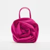 Sac à main plissé en soie à fleurs pour femmes, nouvelle marque Design, sac de soirée rond à fleurs rouges, pochettes de fête de mariage, de luxe, été 2023