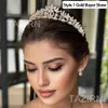 Wedding Hair Jewelry TAZIRN Small Floral Wedding Bride Crowns Cubic Zirconia Tiaras Handmade CZ Bridal Headdress Prom Birthday Party Hair Accessories 230907