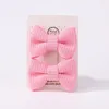 Hårtillbehör 2st/Lot Baby Solid Bows Clip for Kids Girls Cotton Bowknot Nylon Safety Hairpins Born Headwear