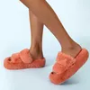 Zapatillas de invierno mullidas zapatillas de casa mujeres 2023 nuevas zapatillas de piel cálidas mujeres plataforma plana acogedor zapatos interiores peludos piel sintética diapositivas x0905