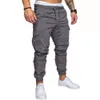 Atacado masculino baixo moq na moda personalizado marrom jeans magros suor utilitário poliéster multi bolsos denim carga jogger calças para homem